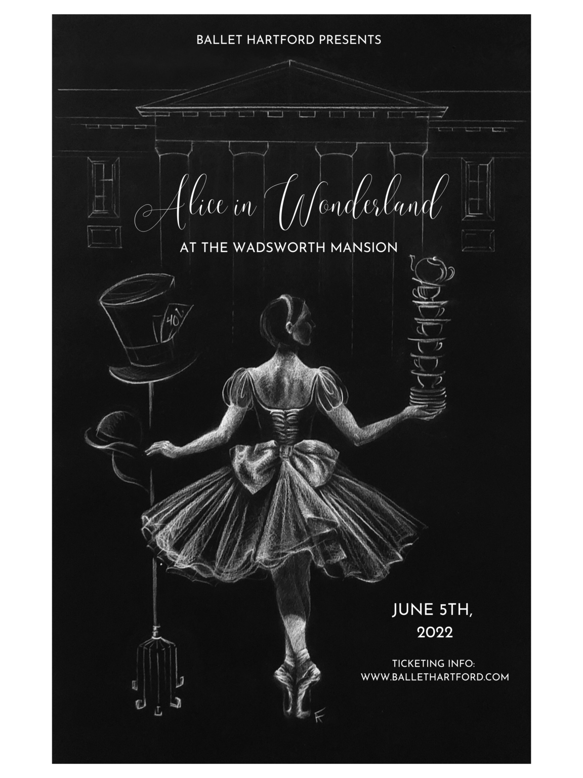 Ballet Hartford presents Alice in Wonderland at the Wadsworth Mansion June 5th, 2022